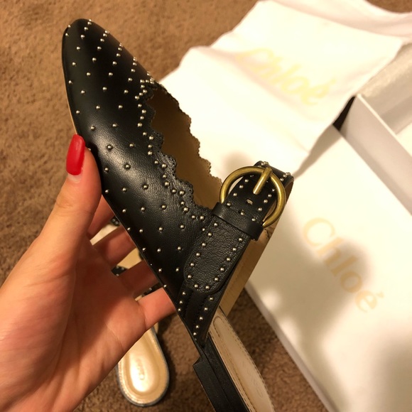 Chloe studded leather buckle strap mules - Picture 3 of 8